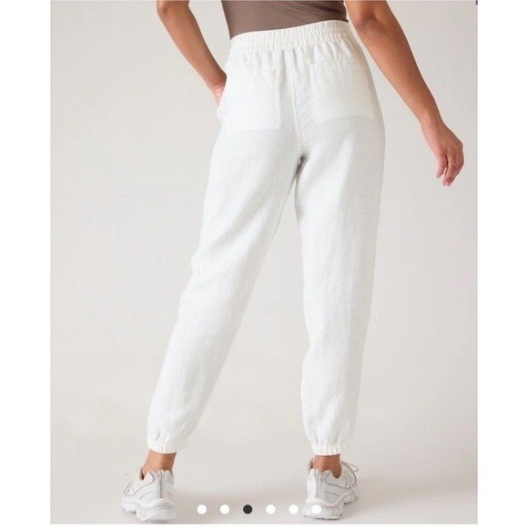 Athleta Women’s XL White Retreat 100% Linen Joggers High Rise NEW Beachy - Picture 2 of 13